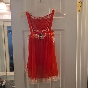 Victoria's Secret Red Lace Trim Chemise